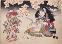 [JAPON] ÉCOLE UTAGAWA KUNIYASU - Scène De Kabuki. Trois - Zonder Classificatie