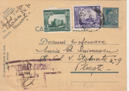 WW2 LETTER, CENSORED BUCHAREST 235, FORTRESS, MONASTERY STAMPS, KING MICHAEL PC STATIONERY, ENTIER POSTAL, 1944, ROMANIA - Lettres 2ème Guerre Mondiale