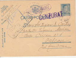 WW2 LETTER, CENSORED, KING MICHAEL PC STATIONERY, ENTIER POSTAL, 1941, ROMANIA - Lettres 2ème Guerre Mondiale