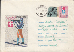 OLYMPIC GAMES, SAPPORO'72, WINTER, BIATHLON, COVER STATIONERY, ENTIER POSTAL, 1974, ROMANIA - Winter 1972: Sapporo