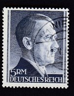 Deutsches Reich 5 RM 1942, Hitler Mi 802, Wien 22 5 42, STEMPEL FALSCH - SCHLEGEL - Gebraucht