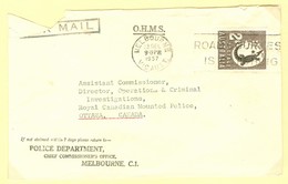 Police; O.H.M.S. De L'Australie Vers Gendarmerie Royale Du Canada, Ottawa. Oblitération De Melbourne Scott # 212  (1907) - Covers & Documents