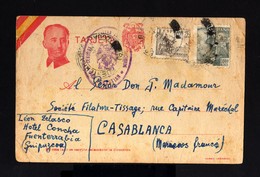 3795-SPAIN-SPANIEN-ESPAGNE-CENSOR PROPAGANDA Civil War POSTCARD GUIPUZCOA To MARRUECOS.1943.WWII.Franco.TARJET - Storia Postale