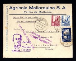 16109-SPAIN-SPANIEN-ESPAGNE-PROPAGANDA Civil War  CENSOR COVER LETTER MALLORCA To HOLLAND.1938.WWII.Franco.GUERRA CIVIL - Covers & Documents