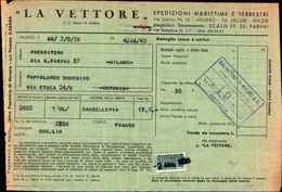 3709) BOLLETTINO DE- LA VETTORE DI MILANO CON  120 LIRE PACCHI IN CONCESSIONE FIGLIA IL 2-8-1958 - Colis-concession