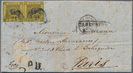 Baden - Marken Und Briefe: 1854 Waagerechtes Paar Der 6 Kr. Schwarz/gelb Auf Komplettem Faltbrief 18 - Other & Unclassified