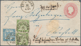 Baden - Ganzsachen: 1866/68: Ganzsachenumschlag 3 Kr. Rosa Mit 1 Kr. Lebhaftgrün Im Senkrechten Paar - Other & Unclassified