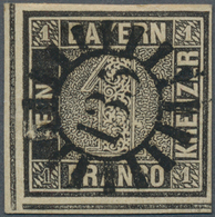 Bayern - Marken Und Briefe: 1849: 1 Kreuzer Schwarz, Platte 2, Farbfrisches Exemplar In Tadelloser E - Otros & Sin Clasificación