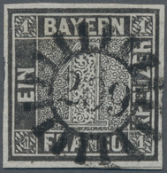 Bayern - Marken Und Briefe: 1849, 1 Kr. Grauschwarz, Platte 2, In Gestempelter Erhaltung, Entwertet - Other & Unclassified