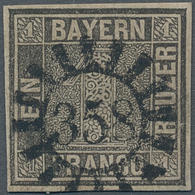 Bayern - Marken Und Briefe: 1849, 1 Kr. Grauschwarz, Platte 2, In Gestempelter Erhaltung, Entwertet - Other & Unclassified