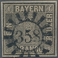 Bayern - Marken Und Briefe: 1849, 1 Kr. Grauschwarz, Platte 2, In Gestempelter Erhaltung, Entwertet - Autres & Non Classés