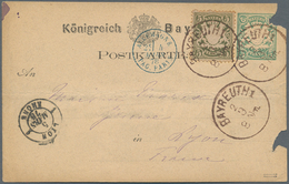 Bayern - Marken Und Briefe: 1876, 5 Pf Grauolivgrün Als Zusatzfrankatur Auf 5 Pf Ganzsachenkarte Von - Sonstige & Ohne Zuordnung