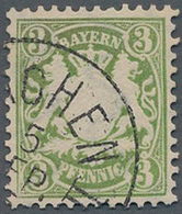 Bayern - Marken Und Briefe: 1881, 3 Pf Wappen Grün Mit PLATTENFEHLER "20 Unter Jeder Wertziffer", Ge - Sonstige & Ohne Zuordnung