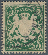Bayern - Marken Und Briefe: 1890, 5 Pf Dunkelopalgrün Mit WZ 3 Sauber Gestempelt, Tadellos, Geprüft - Other & Unclassified