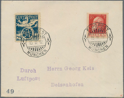 Bayern - Marken Und Briefe: 1912, Halbamtl. FLUGPOST: 25 Pf Dunkelpreußischblau In MiF Mit Luitpold - Autres & Non Classés