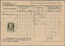 Bayern - Marken Und Briefe: 1917, 40 Pf Ludwig, Einzelfrankatur Rs. Auf Formular "ZEITUNGSBESTELLUNG - Other & Unclassified