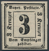 Bayern - Portomarken: 1862, 3 Kreuzer Schwarz Allseits Breitrandig Mit Trennungslinien, Tadellos Pos - Other & Unclassified