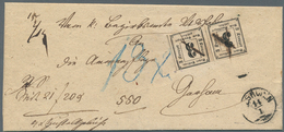 Bayern - Portomarken: 1862, 3 Kr. Schwarz, 2 Einzelwerte Mit Tintenkreuz-Entwertung Auf Faltbriefhül - Other & Unclassified