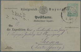 Bayern - Ganzsachen: 1876, Doppelkarte 5+5 Pf Dunkelgrün Wappen, Antwortteil Mit Abart "N" Statt "R" - Other & Unclassified