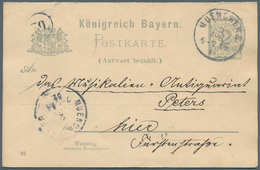 Bayern - Ganzsachen: 1902, Doppelkarte 2+2 Pf Rauten, Fragekarte Gebraucht In "München 2.4.02", Antw - Other & Unclassified