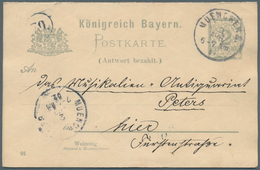 Bayern - Ganzsachen: 1902, Doppelkarte 2+2 Pf Rauten, Fragekarte Gebraucht In "München 2.4.02", Antw - Sonstige & Ohne Zuordnung