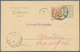 Bayern - Ganzsachen: 1907, Doppelkarte 2+2 Pf Rauten, DV 06, Mit 3 Pf Zfr. Von "Straubung 29.9.07" N - Other & Unclassified