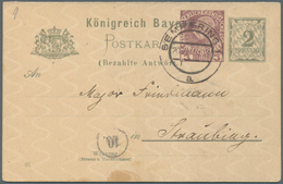 Bayern - Ganzsachen: 1908, Doppelkarte 2+2 Pf Rauten, Type I, Fragekarte Mit Zudruck Eines österr. 3 - Other & Unclassified