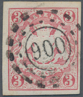 Bayern - Offene Mühlradstempel: 1867, "900" OMR RAMSTEIN Ideal Zentrisch Abgeschlagen Auf 3 Kreuzer - Other & Unclassified