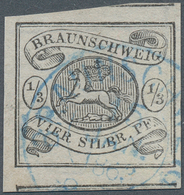 Braunschweig - Marken Und Briefe: 1853, 1/3 Sgr Schwarz Auf Weiß Sauber Gestempelt Auf RIESENRANDIGE - Brunswick