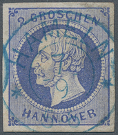 Hannover - Marken Und Briefe: 1859, 2 Gr Blau Mit PLATTENFEHLER I Klar Und Zentrisch Entwertet Mit B - Hanovre