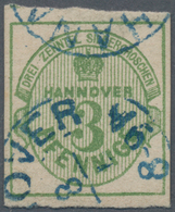 Hannover - Marken Und Briefe: 1863, 3 Pf/ 3/10 Sgr. Dunkelolivgrün Entwertet Mit K2 HANNOVER, Die Ma - Hannover