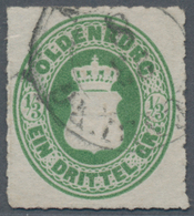 Oldenburg - Marken Und Briefe: 1862, 1/3 Groschen Grün Durchstich 10 Entwertet Mit K2 "(OLD)BURG", A - Oldenbourg