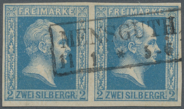 Preußen - Marken Und Briefe: 1857, 2 Sgr Blau Im Waager. Paar Klar Entwertet Mit Ra2 "MENSGUTH"/Ostp - Other & Unclassified