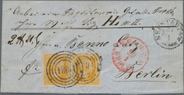 Preußen - Marken Und Briefe: 1857, 3 Sgr Gelblichorange Im Waager. Paar Einzeln Entwertet Mit "1034" - Autres & Non Classés