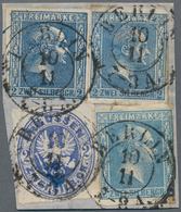 Preußen - Marken Und Briefe: 1858, 2 Silbergroschen, Drei Exemplaren In Unterschiedlichen Blau-Tönen - Autres & Non Classés