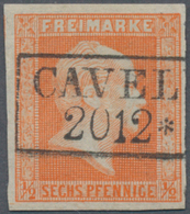 Preußen - Marken Und Briefe: 1859, 1/2 Sgr Rotorange Ohne Wz. Entwertet Mit Ra2 "CAVEL(PASS)", Die M - Other & Unclassified