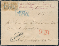 Preußen - Marken Und Briefe: 1861, 3 Sgr Ockerbraun Im Paar Entwertet Mit Blauem Ra3 BERLIN P-E 7. A - Autres & Non Classés