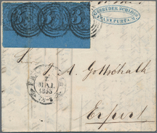 Thurn & Taxis - Marken Und Briefe: 1852, 3 Kr. Schwarz Auf Blau Im Waagerechten Dreierstreifen Mit 1 - Andere & Zonder Classificatie