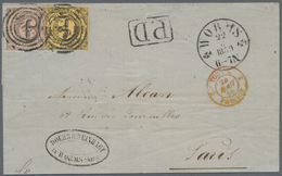 Thurn & Taxis - Marken Und Briefe: 1859, 15 Kreuzer-Frankatur, Bestehend Aus 6 Kr. Schwarz Auf Rosa - Autres & Non Classés