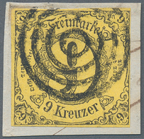 Thurn & Taxis - Marken Und Briefe: 1852, 9 Kr Schwarz A. Gelb Entwertet Mit Seltenem FRANKFURTER VER - Other & Unclassified