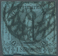 Thurn & Taxis - Marken Und Briefe: 1853, 1 Sgr Schwarz Auf Grautürkis In üblichem T&T-Schnitt (unten - Otros & Sin Clasificación