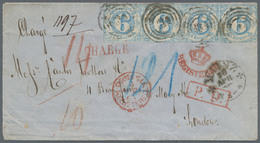 Thurn & Taxis - Marken Und Briefe: 1865, 24-Kreuzer-Frankatur, Bestehend Aus 6 Kr. Blau Im Waagerech - Other & Unclassified