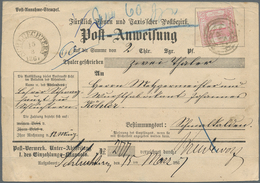 Thurn & Taxis - Marken Und Briefe: 1867, 1 Sgr Karminrot Als EF Auf Post-Anweisung über 2 Thaler Von - Andere & Zonder Classificatie