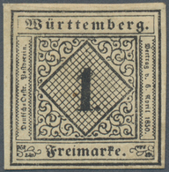 Württemberg - Marken Und Briefe: 1851, Ziffern 1 Kr. Schwarz Auf Gelbweiß In Type II Ungebraucht Ohn - Altri & Non Classificati