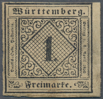 Württemberg - Marken Und Briefe: 1851, Ziffern 1 Kr. Schwarz Auf Gelbweiß In Type II Ungebraucht Mit - Sonstige & Ohne Zuordnung