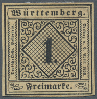 Württemberg - Marken Und Briefe: 1851, Ziffern 1 Kr. Schwarz Auf Gelbweiß In Type III Ungebraucht Oh - Other & Unclassified
