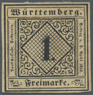 Württemberg - Marken Und Briefe: 1851, Ziffern 1 Kr. Schwarz Auf Gelbweiß In Type III Ungebraucht Oh - Otros & Sin Clasificación