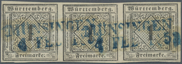 Württemberg - Marken Und Briefe: 1851 Ziffern 1 Kr. Schwarz Auf Gelbweiß Im DREIERSTREIFEN Mit Blaue - Altri & Non Classificati