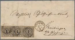 Württemberg - Marken Und Briefe: 1851, 1 Kr Schwarz Auf Altelfenbein, Type III, Drei Waagerecht Leic - Other & Unclassified