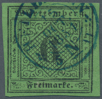Württemberg - Marken Und Briefe: 1851, Ziffern 6 Kr. Schwarz Auf Gelbgrün Mit ERSTTAGS-STEMPEL "HEIL - Altri & Non Classificati